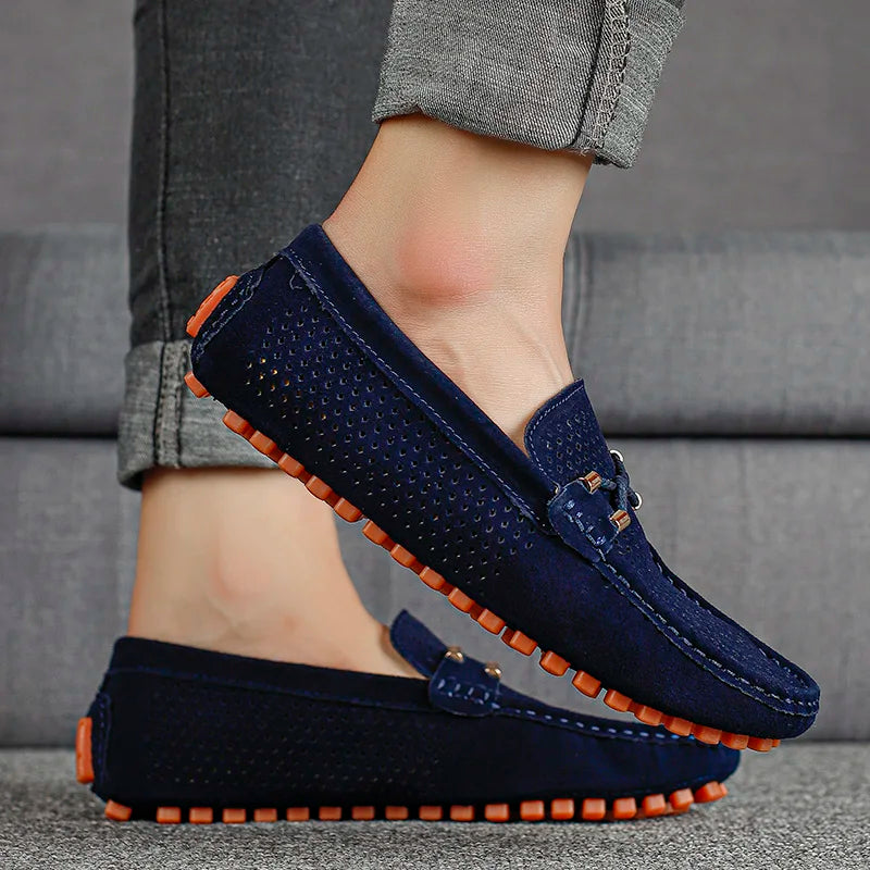 Men's Slip-On Loafers Classic Round Toe Moccasin Smart-Casual Office Everyday Leather Look Formal Sterling