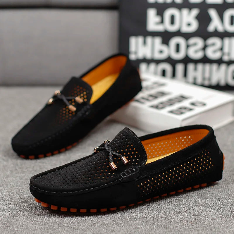 Men's Slip-On Loafers Classic Round Toe Moccasin Smart-Casual Office Everyday Leather Look Formal Sterling