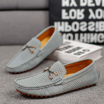 Men's Slip-On Loafers Classic Round Toe Moccasin Smart-Casual Office Everyday Leather Look Formal Sterling