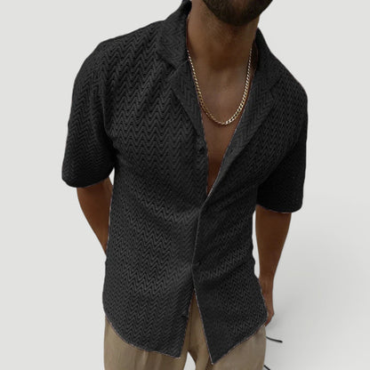 Men's Relaxed Fit Summer Shirt Short-Sleeve Collared Casual Beachwear