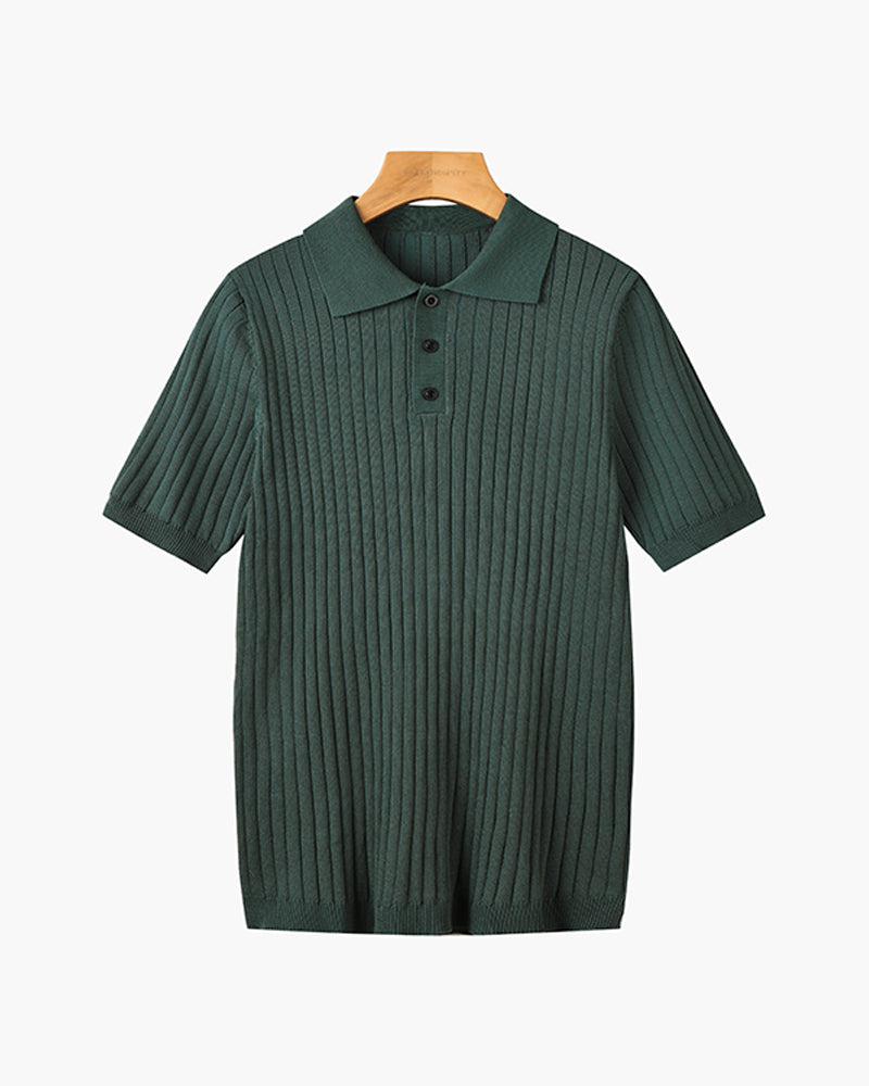 Men's Knitted Polo Shirt Short-Sleeve Collared Casual Everyday Wear