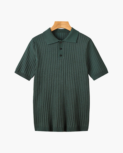 Men's Knitted Polo Shirt Short-Sleeve Collared Casual Everyday Wear