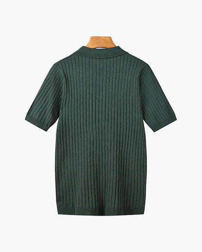 Men's Knitted Polo Shirt Short-Sleeve Collared Casual Everyday Wear