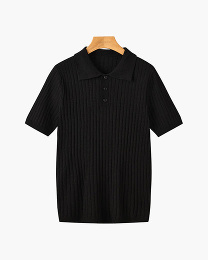 Men's Knitted Polo Shirt Short-Sleeve Collared Casual Everyday Wear