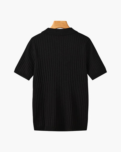 Men's Knitted Polo Shirt Short-Sleeve Collared Casual Everyday Wear