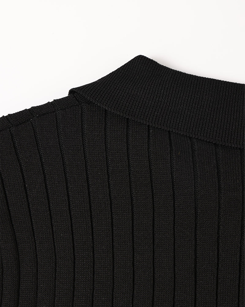 Men's Knitted Polo Shirt Short-Sleeve Collared Casual Everyday Wear