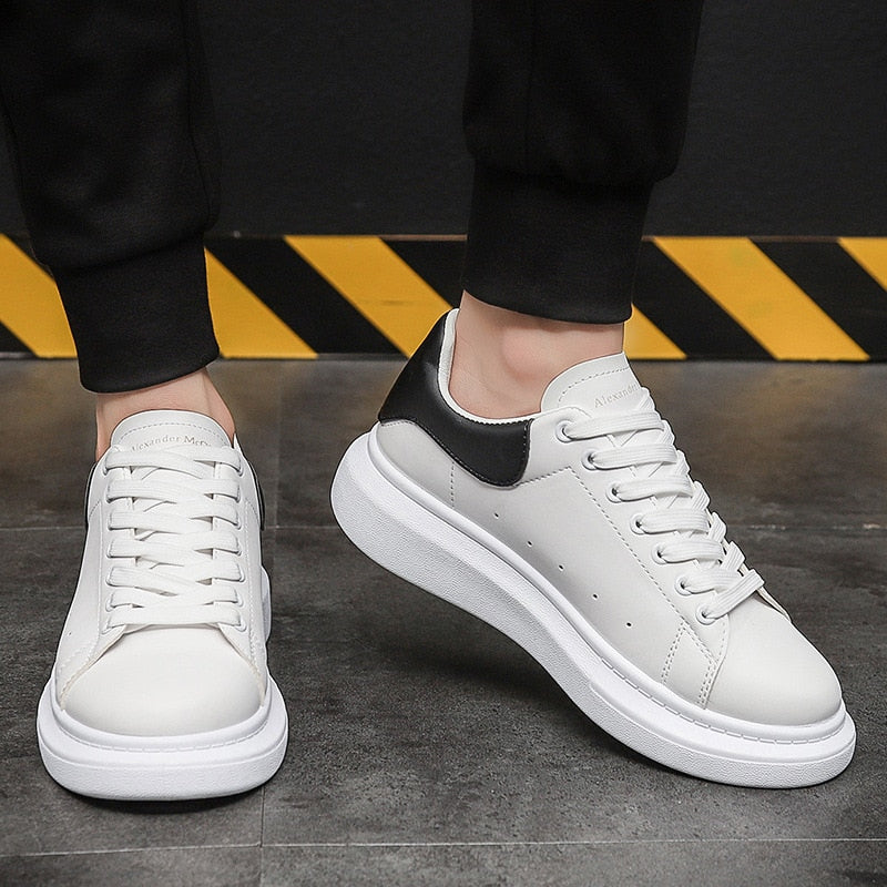Men's Low-Top Sneakers White Lace-Up Trainers Minimalist Casual Everyday Walking Sport Comfort Streetwear Versatile Sable