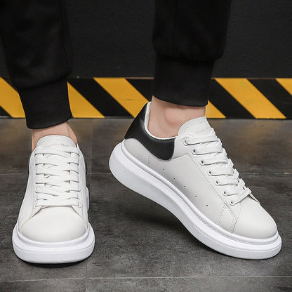 Men's Low-Top Sneakers White Lace-Up Trainers Minimalist Casual Everyday Walking Sport Comfort Streetwear Versatile Sable