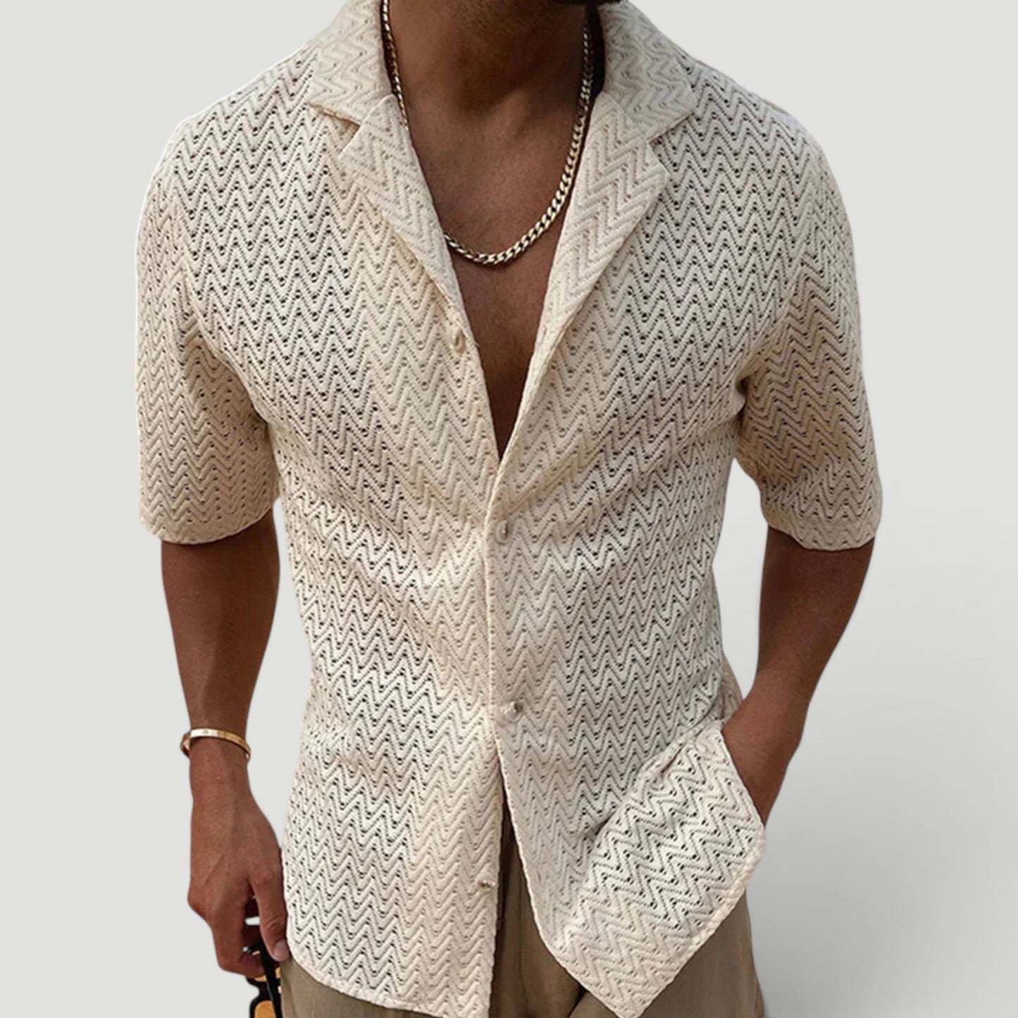 Men's Relaxed Fit Summer Shirt Short-Sleeve Collared Casual Beachwear