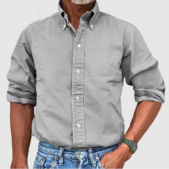 Men's Long-Sleeve Shirt Classic Fit Button-Up Versatile Casual Everyday