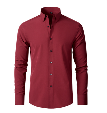 Men's Performance Shirt Non-Iron Ultra-Stretch Long-Sleeve Button-Up Collared Smart-Casual Office Business Everyday