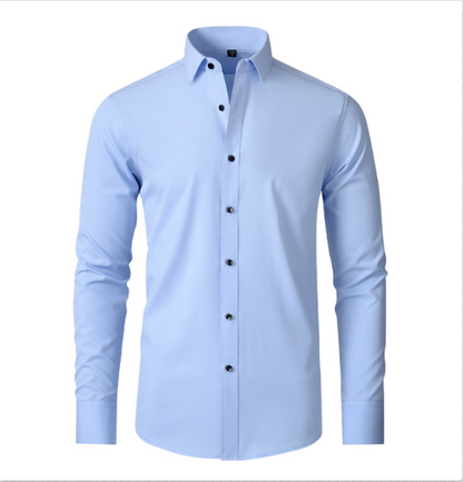Men's Performance Shirt Non-Iron Ultra-Stretch Long-Sleeve Button-Up Collared Smart-Casual Office Business Everyday