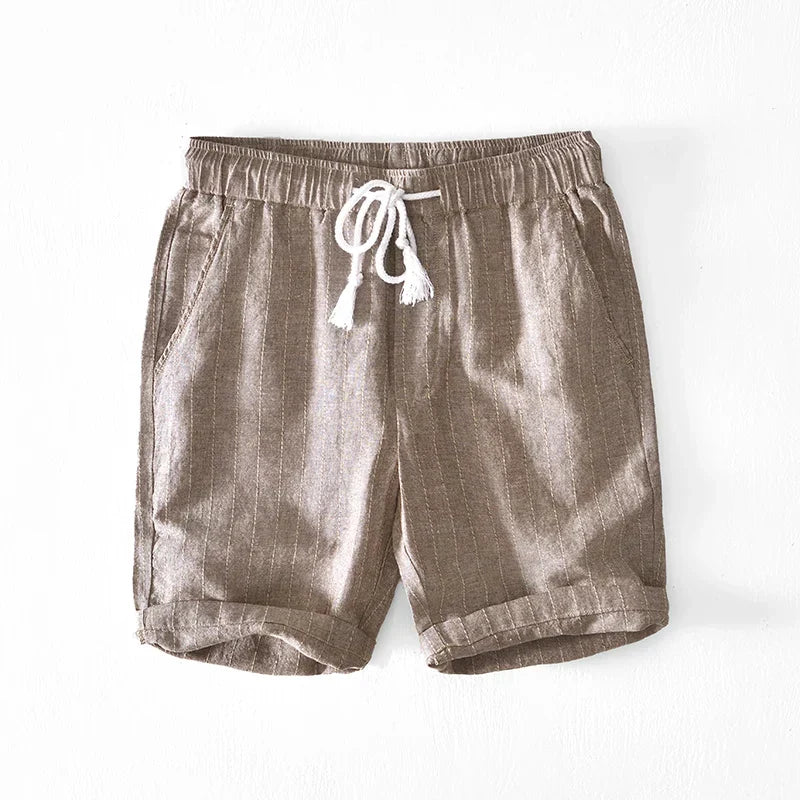 Men's Linen Shorts Drawstring Elastic Waist Relaxed Fit Breathable Casual Beach Holiday Everyday Loungewear Reed