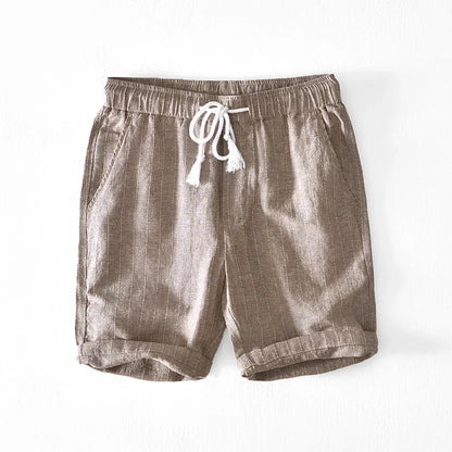 Men's Linen Shorts Drawstring Elastic Waist Relaxed Fit Breathable Casual Beach Holiday Everyday Loungewear Reed