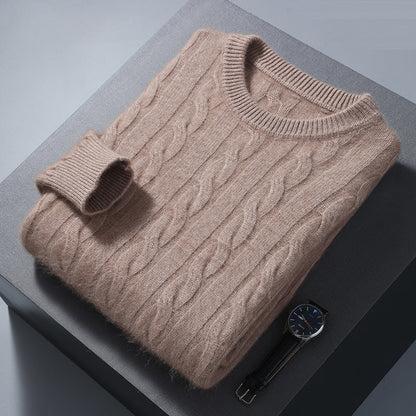 Men's Cable Knit Sweater Regular Fit Long Sleeve Crew Neck Casual Everyday
