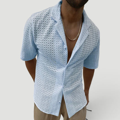 Men's Relaxed Fit Summer Shirt Short-Sleeve Collared Casual Beachwear