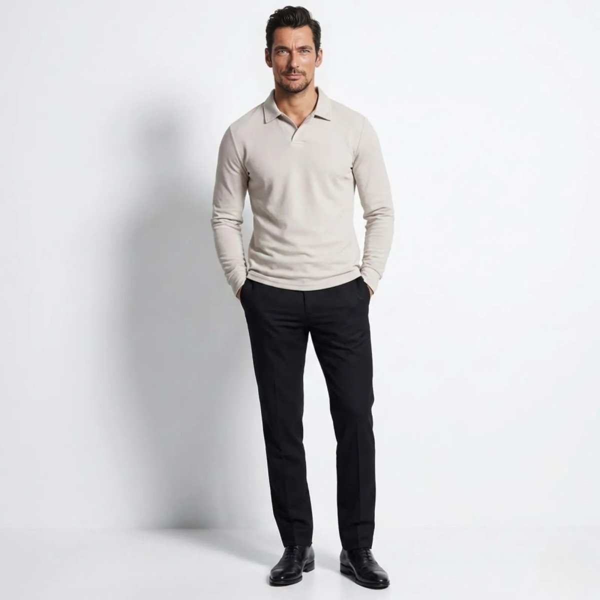 Men's Long Sleeve Polo Shirt Classic Fit Collared Casual Everyday Wear
