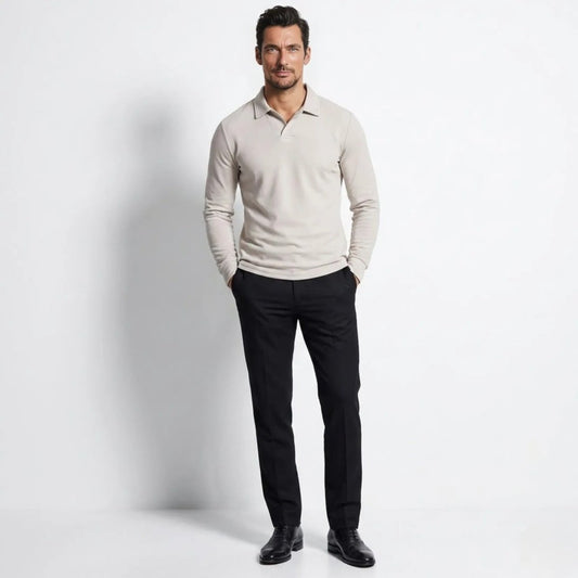 Men's Long Sleeve Polo Shirt Classic Fit Collared Casual Everyday Wear