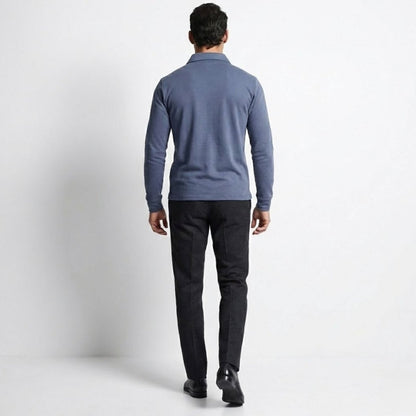 Men's Long Sleeve Polo Shirt Classic Fit Collared Casual Everyday Wear