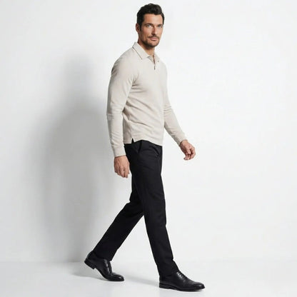 Men's Long Sleeve Polo Shirt Classic Fit Collared Casual Everyday Wear