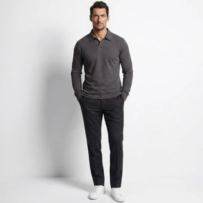 Men's Long Sleeve Polo Shirt Classic Fit Collared Casual Everyday Wear
