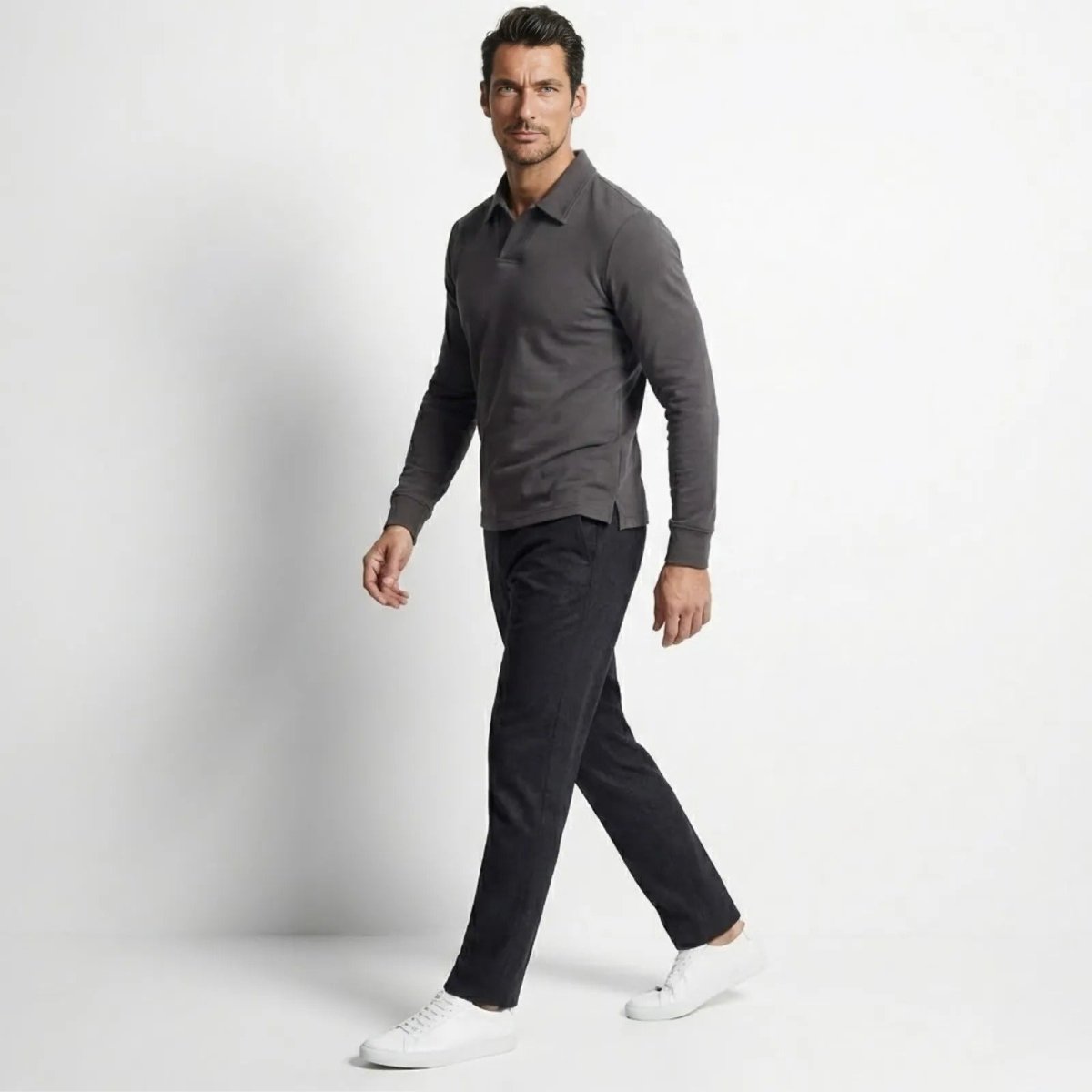 Men's Long Sleeve Polo Shirt Classic Fit Collared Casual Everyday Wear