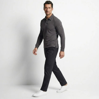 Men's Long Sleeve Polo Shirt Classic Fit Collared Casual Everyday Wear