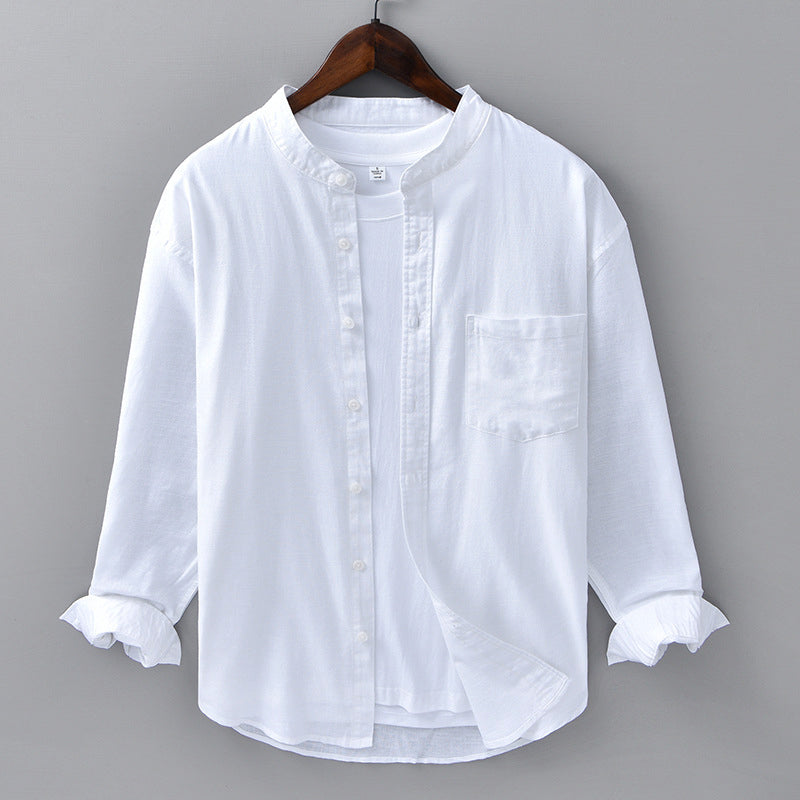 Men's Linen Shirt Long-Sleeve Button-Up Collared Breathable Summer Holiday Beach Casual Relaxed Jonah
