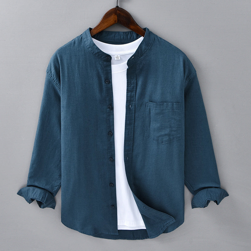 Men's Linen Shirt Long-Sleeve Button-Up Collared Breathable Summer Holiday Beach Casual Relaxed Jonah