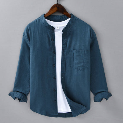 Men's Linen Shirt Long-Sleeve Button-Up Collared Breathable Summer Holiday Beach Casual Relaxed Jonah