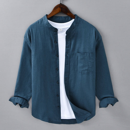 Men's Linen Shirt Long-Sleeve Button-Up Collared Breathable Summer Holiday Beach Casual Relaxed Jonah