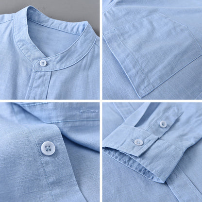 Men's Linen Shirt Long-Sleeve Button-Up Collared Breathable Summer Holiday Beach Casual Relaxed Jonah