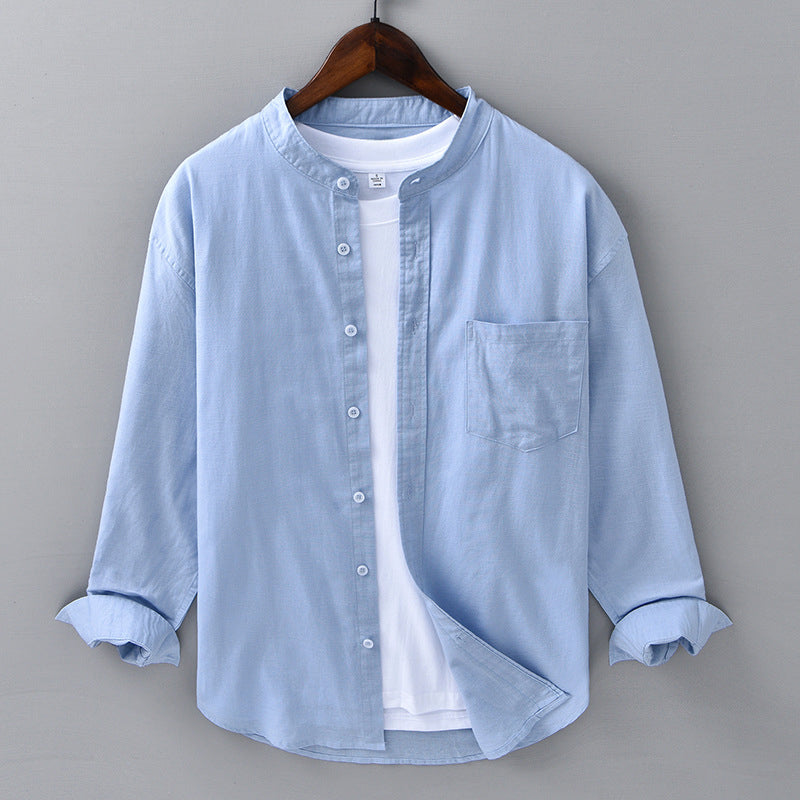 Men's Linen Shirt Long-Sleeve Button-Up Collared Breathable Summer Holiday Beach Casual Relaxed Jonah