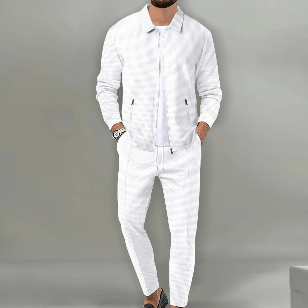 Men's Zip Jacket & Trousers Set Two-Piece Tracksuit Matching Casual Sport Loungewear Everyday Streetwear Versatile Kane