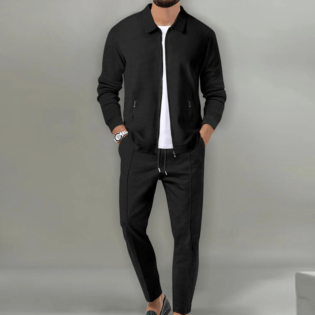 Men's Zip Jacket & Trousers Set Two-Piece Tracksuit Matching Casual Sport Loungewear Everyday Streetwear Versatile Kane