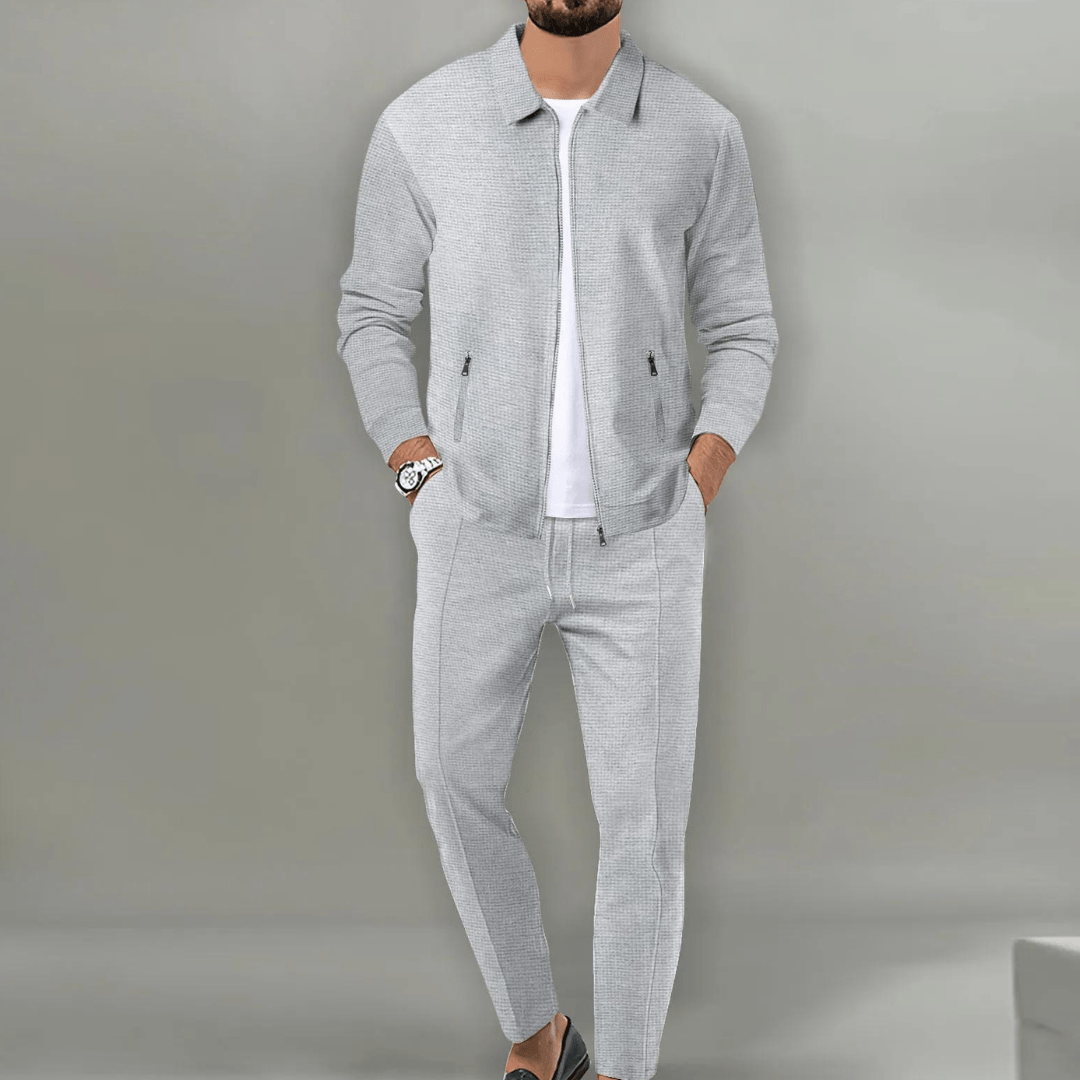 Men's Zip Jacket & Trousers Set Two-Piece Tracksuit Matching Casual Sport Loungewear Everyday Streetwear Versatile Kane