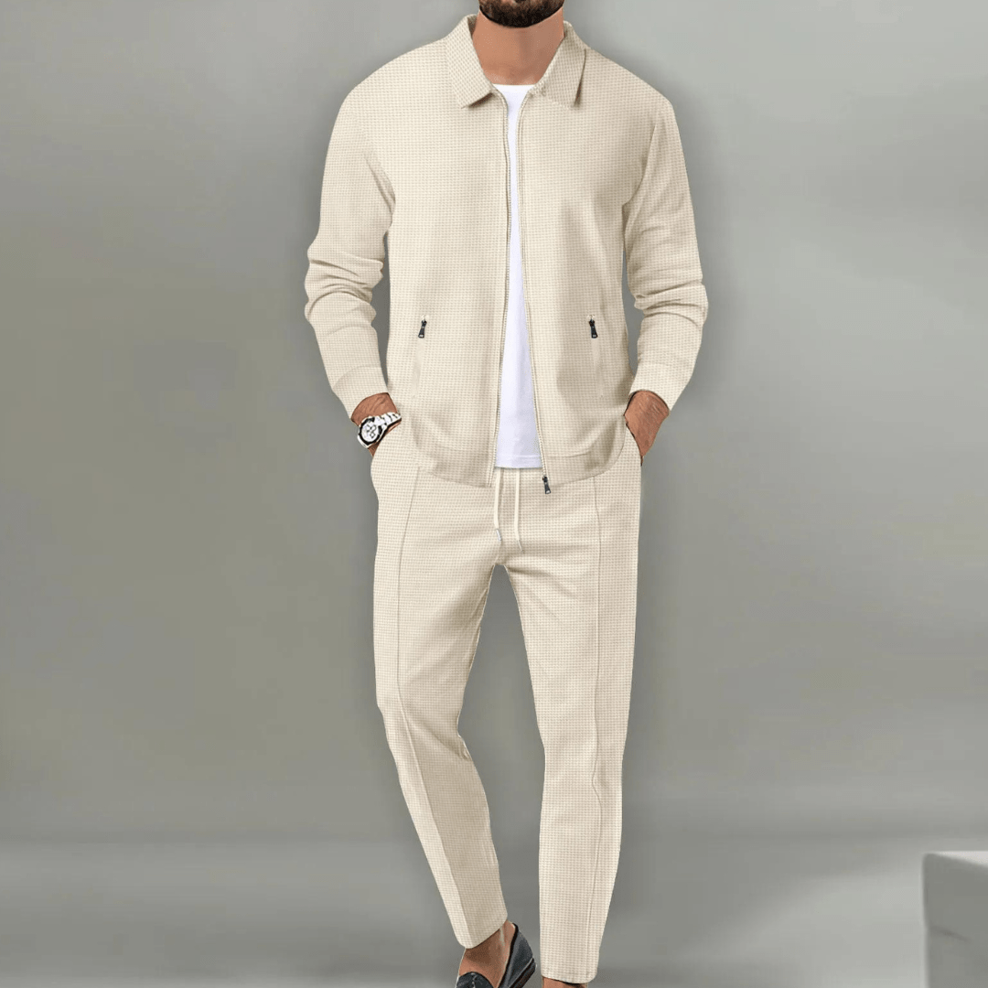 Men's Zip Jacket & Trousers Set Two-Piece Tracksuit Matching Casual Sport Loungewear Everyday Streetwear Versatile Kane
