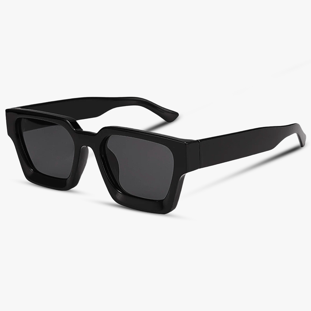 Men's Gloss Black Sunglasses Full-Rim Tinted Lens Square Retro Fashion Casual Beach Everyday Holiday Kingsley