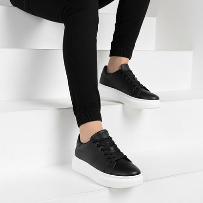 Men's Platform Sneakers Low-Top Lace-Up Trainers Chunky Sole Casual Everyday Walking Streetwear Versatile Rex