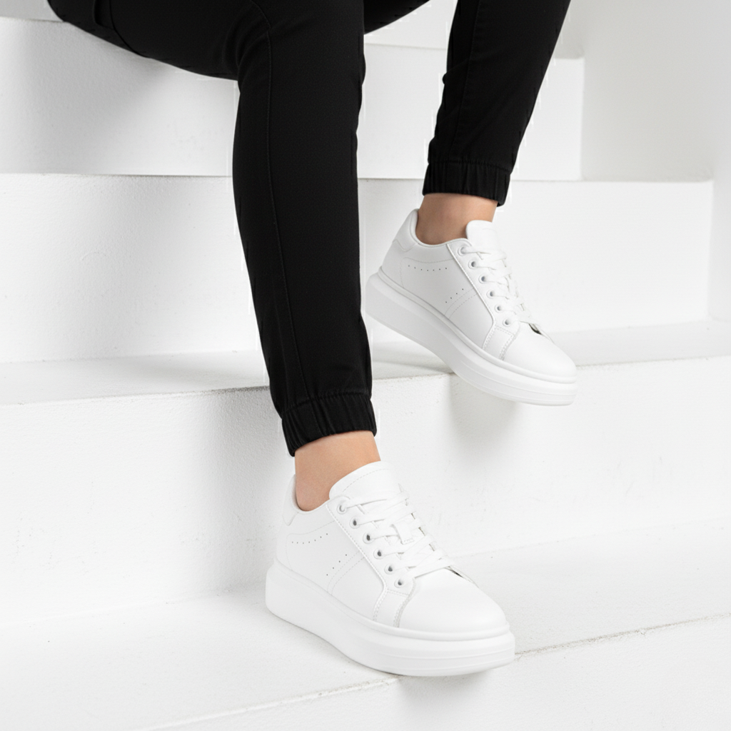 Men's Platform Sneakers Low-Top Lace-Up Trainers Chunky Sole Casual Everyday Walking Streetwear Versatile Rex