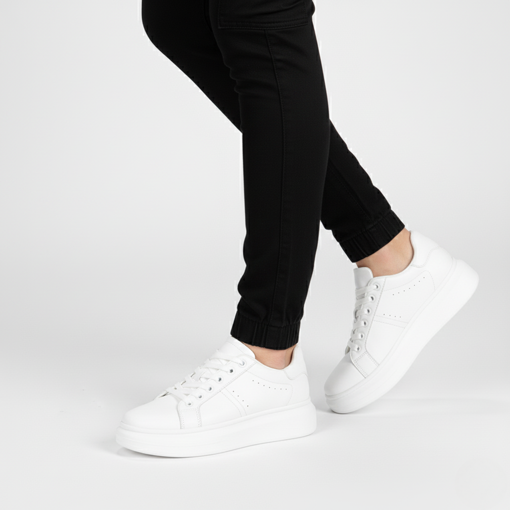 Men's Platform Sneakers Low-Top Lace-Up Trainers Chunky Sole Casual Everyday Walking Streetwear Versatile Rex