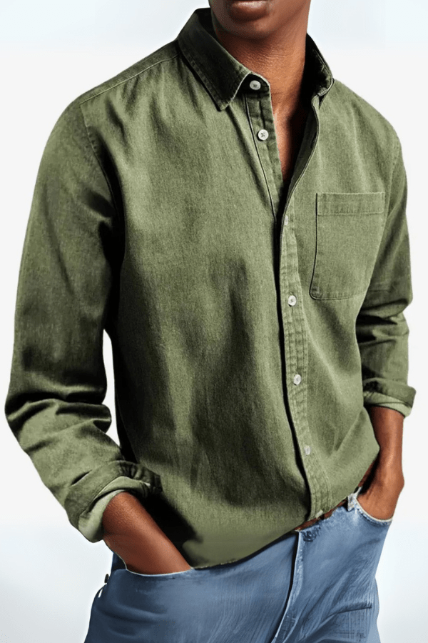 Men's Classic Shirt Long-Sleeve Button-Up Collared Casual Smart-Casual Office Everyday Relaxed Fit Warrick