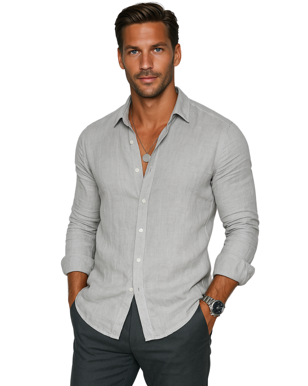 Men's Relaxed Shirt Short-Sleeve Button-Up Collared Casual Holiday Beach Smart-Casual Everyday Versatile Lightweight Renfrew