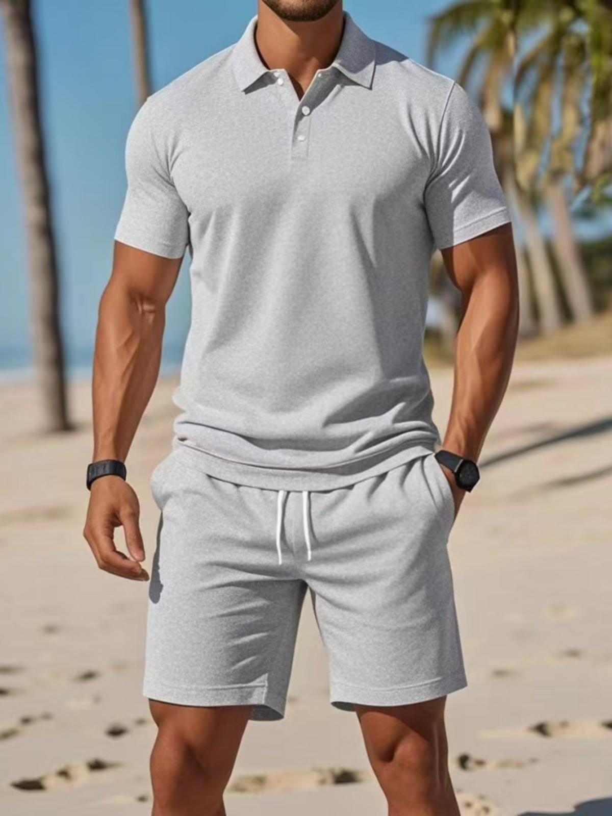 Men's Leisure Set Two-Piece Matching Shirt & Trousers Elegant Classic Casual Smart-Casual Everyday Loungewear Bevan