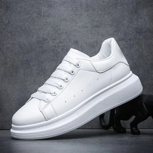 Men's Low-Top Sneakers White Lace-Up Trainers Minimalist Casual Everyday Walking Sport Comfort Streetwear Versatile Sable