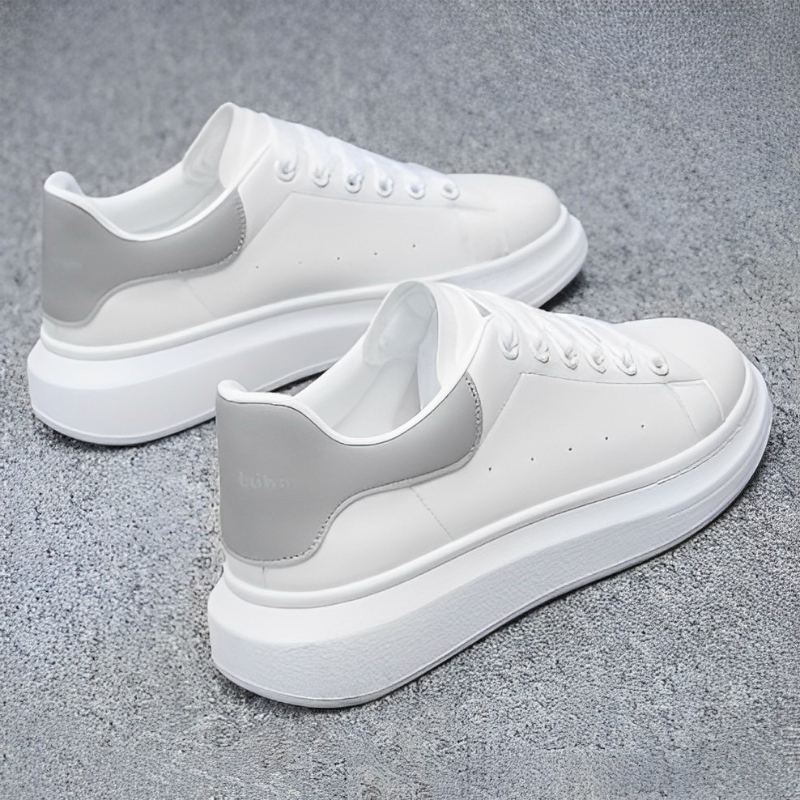Men's Low-Top Sneakers White Lace-Up Trainers Minimalist Casual Everyday Walking Sport Comfort Streetwear Versatile Sable