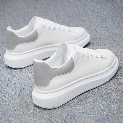 Men's Low-Top Sneakers White Lace-Up Trainers Minimalist Casual Everyday Walking Sport Comfort Streetwear Versatile Sable