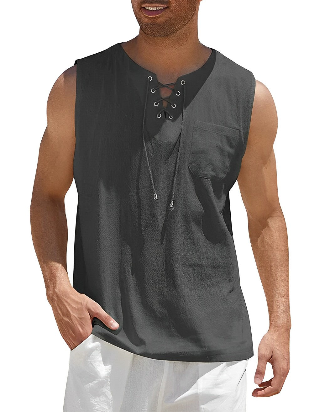 Men's Tank Top Loose Fit Sleeveless Vest Ribbed Casual Beach Holiday Gym Everyday Layering Breathable Jax