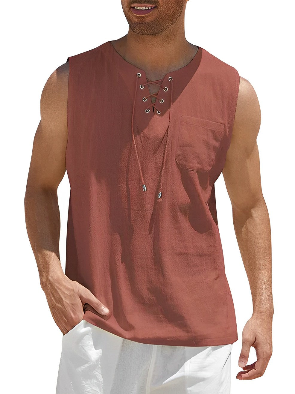 Men's Tank Top Loose Fit Sleeveless Vest Ribbed Casual Beach Holiday Gym Everyday Layering Breathable Jax