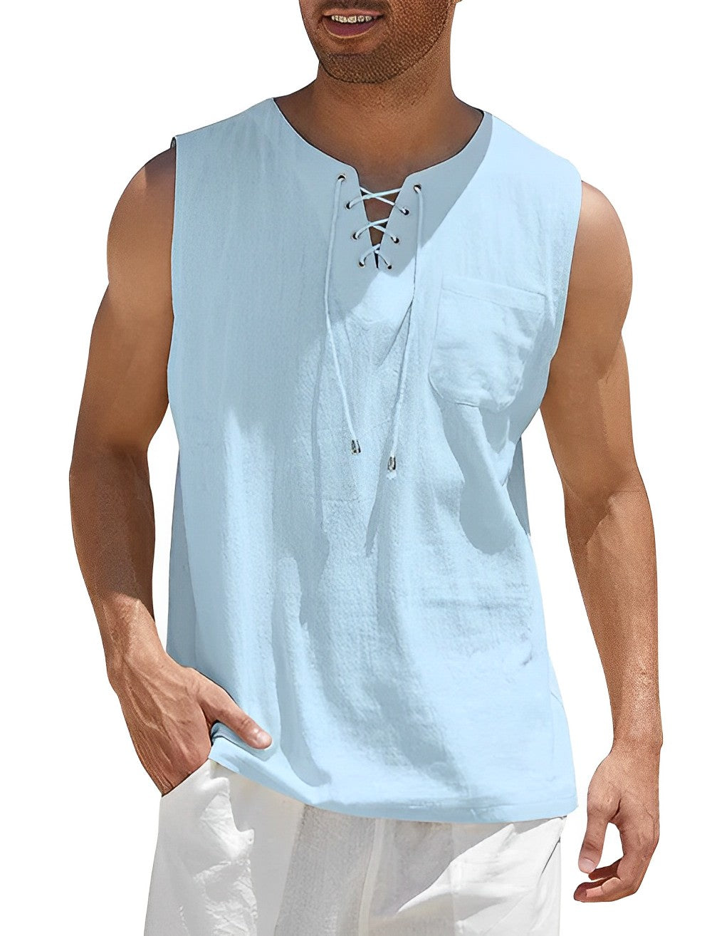 Men's Tank Top Loose Fit Sleeveless Vest Ribbed Casual Beach Holiday Gym Everyday Layering Breathable Jax
